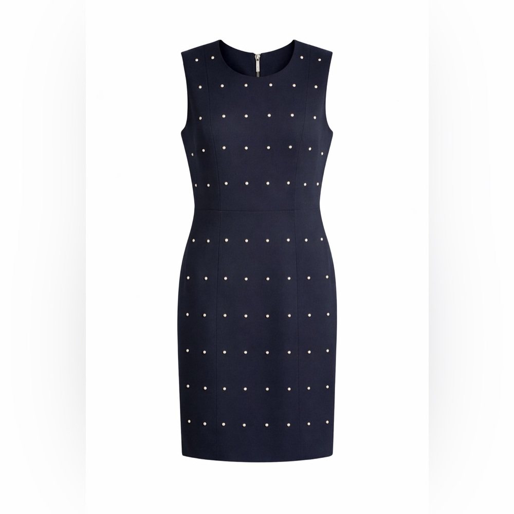 Michael Kors Asymmetrical Navy Dress with Silver Studs
